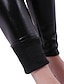 cheap Leggings-Women&#039;s Skinny Fleece Pants Leather Pants Ankle-Length PU High Elasticity Mid Waist Fashion Tights Party Casual Black L XL