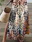 abordables Robes à motifs-Femme Robe casual Robe Droite Floral Fendu Imprimer Col V Robe longue maxi du quotidien Manche Courte Eté Printemps