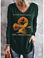 billige T-skjorter til kvinner-Dame T skjorte Tunika Svart Blå Grønn Bokstaver Spøkelse Trykt mønster Langermet Halloween Grunnleggende V-hals Normal Løstsittende S