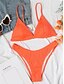 cheap Bikini Sets-Women&#039;s Swimwear Bikini 2 Piece Normal Swimsuit Solid Color 2 Piece High Waist Orange Plunge Padded Bathing Suits Simple Sexy Sexy