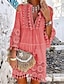 ieftine rochii simple-Pentru femei Rochie de schimb Culoare pură Franjuri Tivul cu ciucuri În V Rochie Mini Casual Zilnic Vacanță Lungime Manșon 3/4 Vară Primăvară