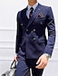 cheap Suits-Black White Blue Men&#039;s Business Ceremony Wedding Suits Solid Colored 3 Piece Slim Fit Double Breasted Four-buttons 2024