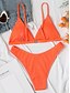 cheap Bikini Sets-Women&#039;s Swimwear Bikini 2 Piece Normal Swimsuit Solid Color 2 Piece High Waist Orange Plunge Padded Bathing Suits Simple Sexy Sexy