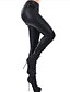 cheap Leggings-Women&#039;s Tights Leggings Drawstring Plain Tummy Control Butt Lift Ankle-Length Casual Weekend PU Fashion Skinny Black Mid Waist Stretchy