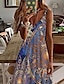 cheap Print Dresses-Women&#039;s A Line Dress Print V Neck Maxi long Dress Daily Sleeveless Summer Spring