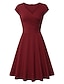 זול שמלות פשוטות-שמלת קו לנשים שמלת מיני קצרה בז&#039; שרוולים קצרים בצבע טהור קיץ אביב קיץ צוואר V אלגנטי קלאסי 2023 4xl