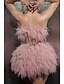 cheap Party Dresses-A-Line Party Dresses Sexy Dress Graduation Short / Mini Sleeveless Strapless Tulle with Feather Pure Color 2023