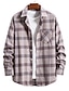 cheap Flannel Shirts-Men&#039;s Flannel Shirt Thick Shirt Check Turndown Dusty Rose Coffee Light Blue Long Sleeve Street Daily Button-Down Tops Fashion Casual Comfortable