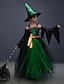 billige Kjoler-Halloween Pige 3D Farveblok Hekse kostume børn Kjolesæt Tøjsæt Uden ærmer Efterår Vinter Kostume Bomuld Børn 3-8 år Cosplay Kostumer Regulær