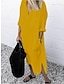 cheap Design Cotton &amp; Linen Dresses-Women‘s Casual Dress Cotton Dress Shirt Dress Swing Dress Midi Dress Blue Yellow Red Long Sleeve Pure Color Pocket Summer Fall Spring Shirt Collar Basic Daily Weekend Loose Fit 2023 S M L XL XXL 3XL