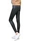 cheap Leggings-Women&#039;s Fleece Pants Trousers PU High Waist Full Length Black Fall &amp; Winter
