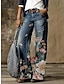 abordables jambe large et taille haute-jeans mode femme jambe large imprimé pantalon long week-end décontracté micro-élastique motif géométrique fleur / confort floral ample fleur numéro 21 3xl