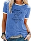 billige T-skjorter til kvinner-Dame T skjorte Tekst Svart Gul Blå Kortermet Avslappet Helg Grunnleggende Rund hals Normal