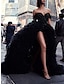 olcso Estélyi ruhák-jumpsuit estélyi ruha csillogó fekete ruha maskarás quinceanera udvari vonat rövid ujjú vállról levehető flitteres szoknyával tiszta szín 2024