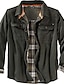 cheap Flannel Shirts-Men&#039;s Flannel Shirt Solid Color Turndown Army Green Brown Street Daily Long Sleeve Button-Down Clothing Apparel Fashion Casual Comfortable