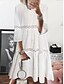 cheap Plain Dresses-Women&#039;s Casual Dress White Dress Mini Dress White Yellow Purple 3/4 Length Sleeve Pure Color Lace Summer Spring Crew Neck Casual 2023 S M L XL XXL 3XL 4XL 5XL