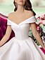 cheap Wedding Dresses-Reception Little White Dresses Wedding Dresses A-Line Off Shoulder Cap Sleeve Tea Length Satin Bridal Gowns With Sashes / Ribbons 2024