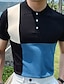 cheap Classic Polo-Men&#039;s Shirt Polo T shirt Tee Color Block Turndown Street Casual Button-Down Short Sleeve Tops Casual Fashion Breathable Comfortable Black / White Black / Gray White gray