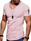 cheap Men&#039;s Tees &amp; Tank Tops-Men&#039;s Tee T shirt Tee Solid Color V Neck Daily Short Sleeve Zipper Tops Basic Muscle Light Pink Navy Wine Red / Moisture Wicking / Breathable / Wet and Dry Cleaning