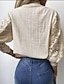 cheap Blouses &amp; Shirts-Women&#039;s Blouse Shirt Beige White Black Lace Button Plain Daily Weekend Long Sleeve Standing Collar Streetwear Casual Regular S / Cut Out