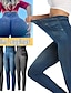 cheap Basic Women&#039;s Bottoms-Women&#039;s Casual / Sporty Athleisure Skinny Tights Leggings Print Ankle-Length Pants Casual Weekend Stretchy Solid Color Denim Faux Denim Tummy Control Butt Lift High Waist Skinny Black Blue Grey S M L