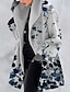 ieftine îmbrăcăminte grafică-Pentru femei Jachete Iarnă Palton de iarnă Palton Rezistent la Vânt Cald În aer liber Stradă Zilnic Vacanță Supradimensionat Imprimeu Cu Un Nasture Rever Stil de strada Floral Fit regulat
