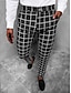 cheap Chinos-Men&#039;s Dress Pants Tapered pants Pants Print Lattice Soft Full Length Home Business Cotton Blend Trousers Casual / Sporty Black Blue Micro-elastic