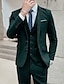 billiga Kostymer-svart elfenbensgul balkräkt för män bröllopsdräkter enfärgad 3-delad standardpassform enkelknäppt tvåknappar 2024