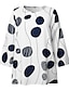 cheap Women&#039;s Blouses &amp; Shirts-Women&#039;s Plus Size Blouse Cotton Polka Dot White Print Long Sleeve Daily Weekend Basic Casual Crew Neck Regular Fit Spring Fall