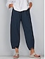 cheap Women&#039;s Cotton Linen Pants-Women&#039;s Linen Pants Chinos Pants Trousers Ankle-Length Cotton Side Pockets Baggy Mid Waist Fashion Casual Weekend Black Navy Blue S M