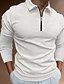 cheap Classic Polo-Men&#039;s Collar Polo Shirt Golf Shirt Sportswear Casual Long Sleeve Blue Khaki Gray White Black Solid Color Tartan Hot Stamping Turndown Going out Gym Patchwork Zipper Clothing Clothes 1pc Sportswear