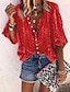 cheap Women&#039;s Blouses &amp; Shirts-Women&#039;s Blouse Shirt Blue Orange Red Geometric Long Sleeve Casual Daily Vintage Tropical Boho Shirt Collar M