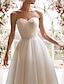 cheap Wedding Dresses-Reception Little White Dresses Wedding Dresses A-Line Sweetheart Strapless Tea Length Tulle Bridal Gowns With Sashes / Ribbons Pleats 2024