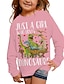economico magliette 3d della ragazza-maglietta da ragazza con dinosauro rosa 3D manica lunga stampa 3D autunno inverno moda attiva quotidiano poliestere bambini 3-12 anni all&#039;aperto vestibilità regolare quotidiana