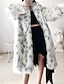 cheap Women&#039;s Furs &amp; Leathers-Women&#039;s Faux Fur Coat Modern Comfortable Street Style Plush Patchwork Pocket Outdoor Daily Wear Vacation Going out Faux Fur Long Coat Winter Fall White Cardigan Turndown Loose Fit S M L XL XXL / Warm