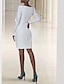 cheap Wedding Dresses-Reception Little White Dresses Wedding Dresses Sheath / Column V Neck Long Sleeve Short / Mini Stretch Fabric Bridal Gowns With Buttons Split Front 2024