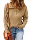 cheap Sweaters-Women&#039;s Pullover Sweater Jumper Knit Patchwork Button Solid Color V Neck Stylish Casual Street Causal Drop Shoulder Fall Winter Navy Brown One-Size / Long Sleeve / Holiday / Regular Fit