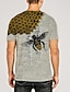 cheap Animal &amp; Muppets-Bee On Honeycomb Mens Graphic Shirt Vintage 3D For | White Summer Cotton Tee Prints Round Neck Yellow Daily Holiday Short Sleeve Clothing Apparel Birthday And