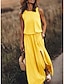 זול שמלות פשוטות-שמלת משמרת לנשים שמלה ארוכה שמלת מקסי ירוקה ללא שרוולים צבע טהור מפוצל אביב קיץ צוואר צוואר מודרני רגיל התאמה 2023 s m l xl 2xl 3xl 4xl 5xl