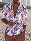 cheap Hawaiian Shirts-Men&#039;s Summer Hawaiian Shirt Shirt Floral Turndown Street Casual Button-Down Print Long Sleeve Tops Designer Casual Fashion Breathable Black / White Purple Rainbow