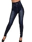 זול טייצים-טייץ אופנה לנשים חותלות מכנסיים באורך קרסול קז&#039;ואל סוף שבוע נמתח צבע אחיד בטן שליטה בטן הרמת מותן גבוה סקיני כחול כהה 2xl