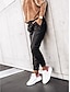 cheap Women&#039;s Sweatpants &amp; Joggers-Women&#039;s Joggers Chinos Faux Leather Black khaki Mid Waist Fashion Party Casual Weekend Side Pockets Micro-elastic Ankle-Length Comfort Plain S M L XL 2XL