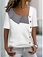 preiswerte Blusen und Hemden für Damen-Damen Hemd Bluse Farbblock Taste Bedruckt Täglich Wochenende Strassenmode Brautkleider schlicht Kurzarm V Ausschnitt Weiß