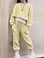 preiswerte Sets-Hoodie für Mädchen &amp; Hosen Bekleidungsset 2-teilig Langarm gelb einfarbig Baumwolle Sport Urlaub Mode Komfort 3-12 Jahre
