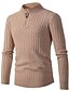 cheap Men&#039;s Pullover Sweater-Men&#039;s Sweater Pullover Sweater jumper Ribbed Knit Zipper Knitted Solid Color Stand Collar Basic Stylish Daily Holiday Clothing Apparel Fall Winter Khaki Navy Blue M L XL / Long Sleeve / Long Sleeve