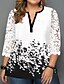 cheap Plus Size Blouses&amp;Shirts-Women&#039;s Plus Size Tops Blouse Shirt Floral Button 3/4 Length Sleeve V Neck Festival Daily Vacation Polyester Fall Winter White
