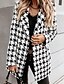 cheap Women&#039;s Blazer&amp;Suits-Women&#039;s Blazer Regular Pocket Button Print Coat Black And White White Black Stylish Casual Daily Street Style Street Daily Vacation Going out Fall Winter Double Breasted Turndown Regular Fit S M L XL