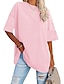 cheap Women&#039;s T-shirts-Women&#039;s Clothing Basic Oversized Round Neck T-shirts Plain New Color Loose Shoulder Sleeve Round Neck Short Sleeve Top