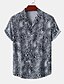 cheap Men&#039;s Printed Shirts-Men&#039;s Shirt Summer Shirt Leopard Turndown Black / Gray White Pink Navy Blue Blue Casual Daily Short Sleeve Clothing Apparel Tropical