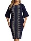 cheap Plus Size Design Dresses-Women&#039;s Plus Size Work Dress Floral Round Neck Ruffle Half Sleeve Spring Fall Work Knee Length Dress Going out Work Dress